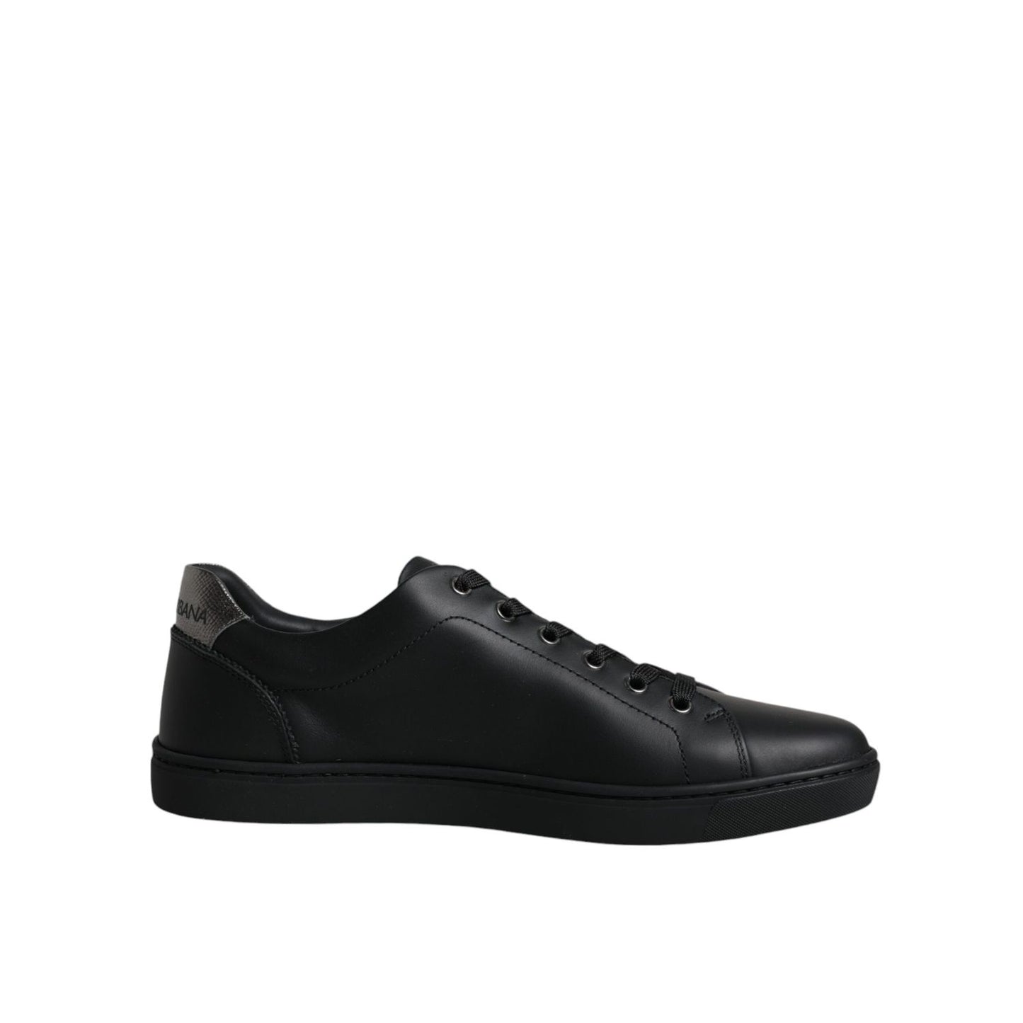 Dolce & Gabbana Black London Sacred Heart Men Sneakers Shoes with lace-up closure and rubber sole, made of 100% calf leather.