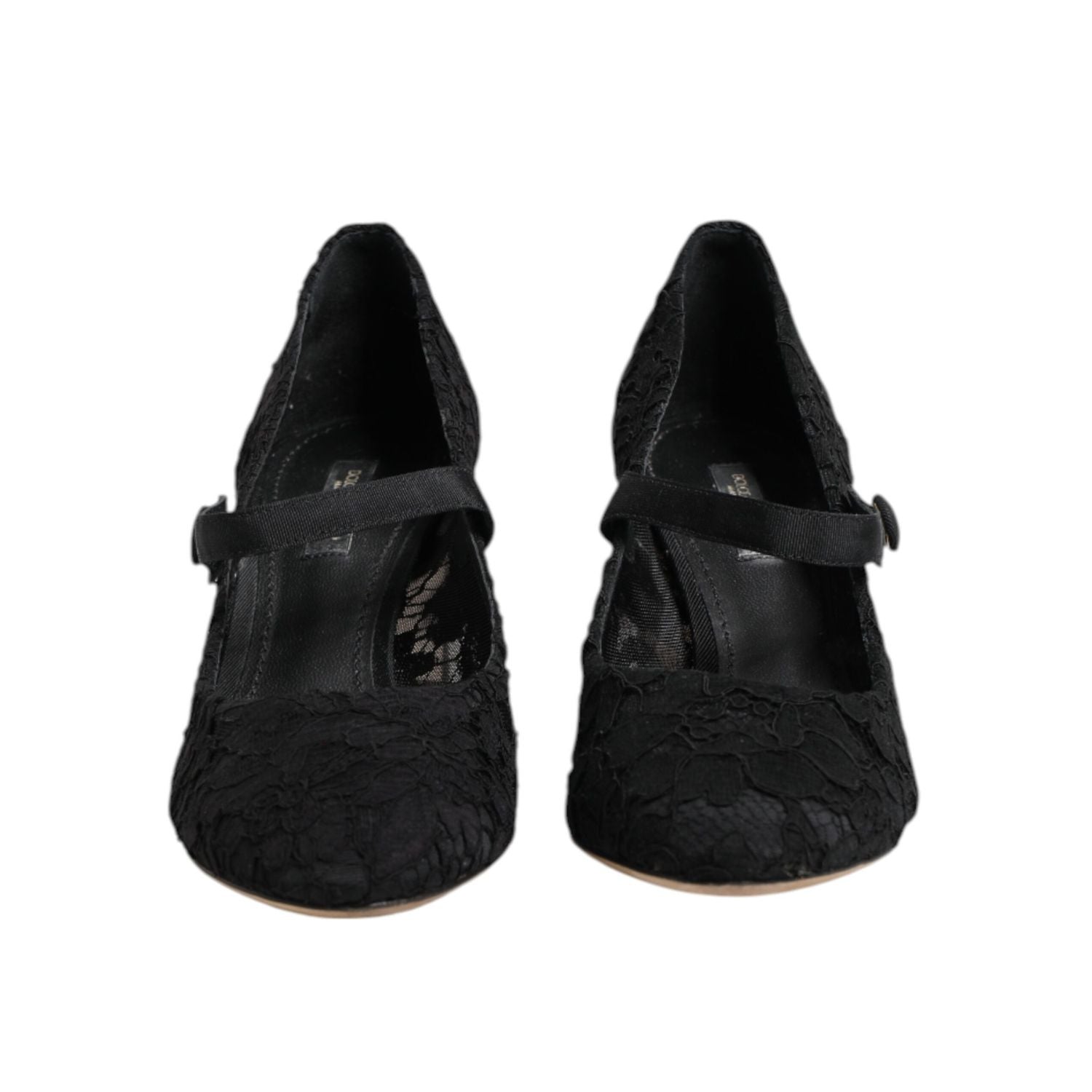 Dolce & Gabbana Black Mary Jane Taormina Lace Pumps Shoes