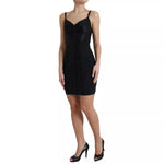 Dolce & Gabbana Black Nylon Bodycon Corset Bustier Mini Dress with spaghetti straps and hook & eye closure