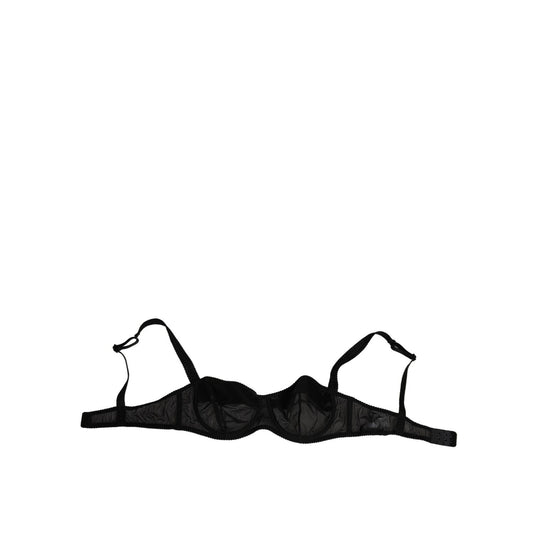 Dolce & Gabbana Black Nylon Underwired Balconette Bra Underwear