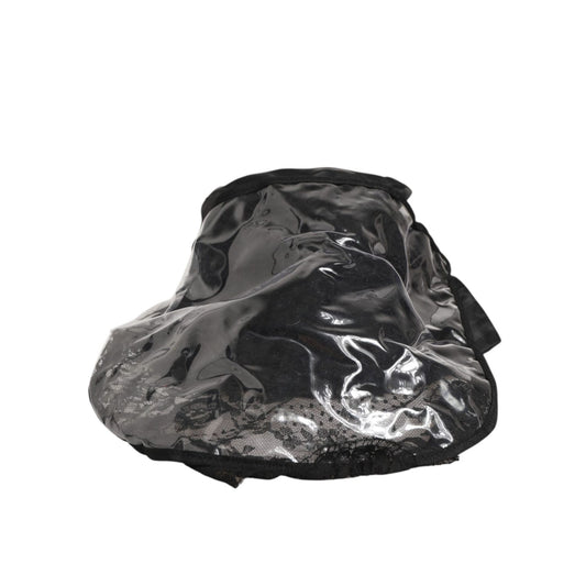Dolce & Gabbana Black PVC Wide Brim Men Bucket Capello Hat with sleek modern design, crafted in Italy for a bold fashion statement.