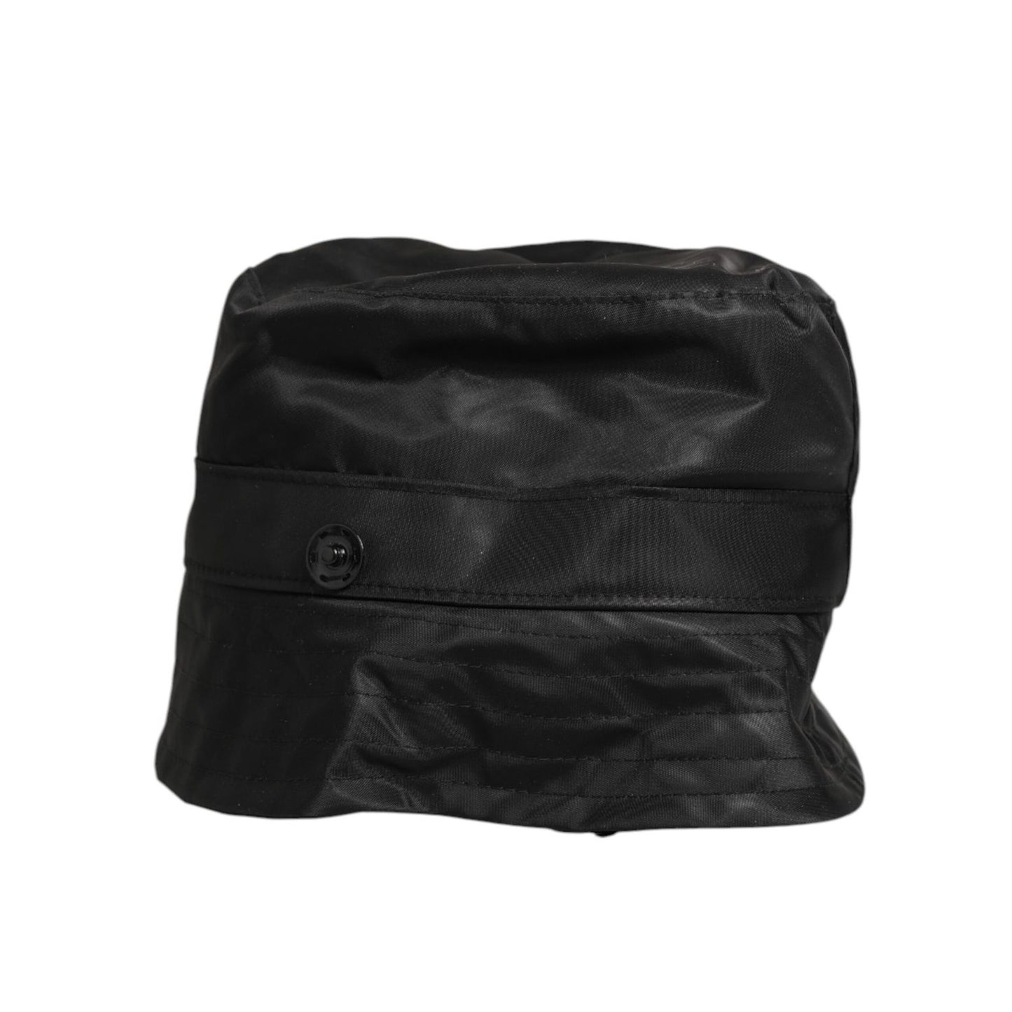 Dolce & Gabbana Black PVC Wide Brim Men Bucket Capello Hat made in Italy with logo detail, sleek black design for modern style.