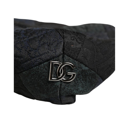 Close-up of Dolce & Gabbana Black Polyester Newsboy Men Cloth Capello Hat with DG logo detail