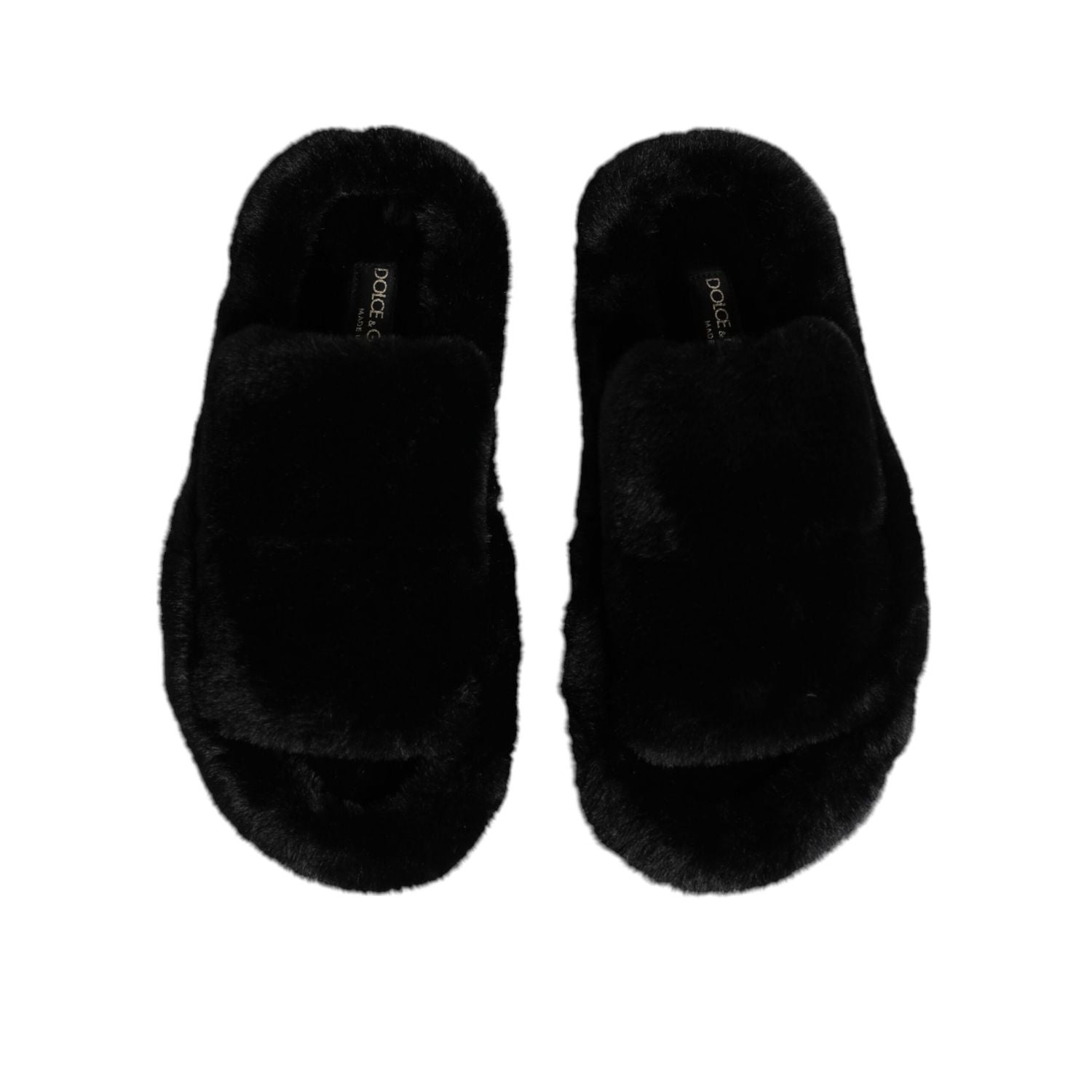 Dolce & Gabbana Black Polyester Velvet Slides Slipper Shoes
