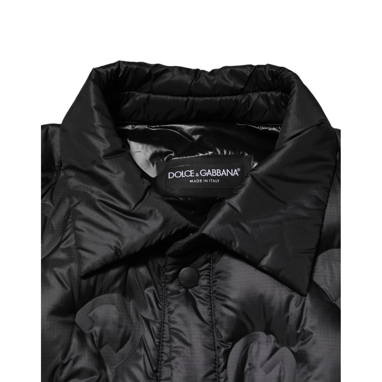 Dolce & Gabbana Black Quilted DG Logo Nylon Puffer Jacket