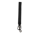 Dolce & Gabbana Black Red Logo Polyester Brass Holder Keychain Keyring with stylish black strap and silver detailing.