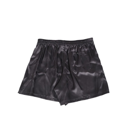 Dolce & Gabbana Black Satin Silk Elastic Men Boxer Short Swimwear