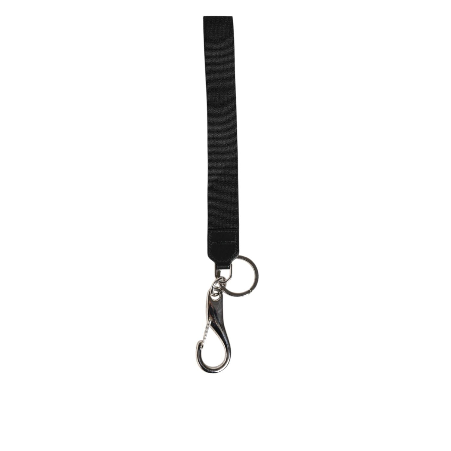 Dolce & Gabbana Black Silver Nylon DG Crown Men's Holder Keychain Keyring