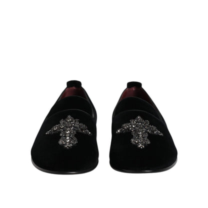 Dolce & Gabbana Black Suede Cross Slip On Loafers Dress Shoes