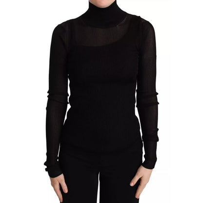 Dolce & Gabbana Black Turtleneck Form Fitting Pullover Sweater