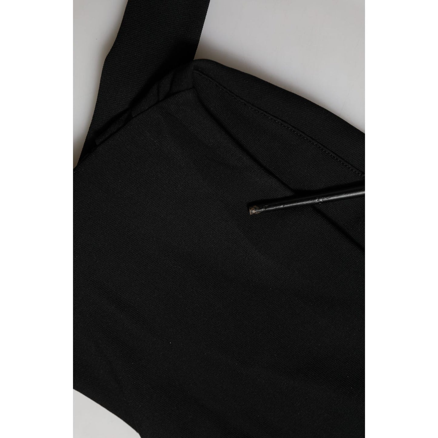 Dolce & Gabbana Black Viscose Halter Off Shoulder Cropped Top