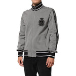 Dolce & Gabbana Black White Houndstooth Wool Crest Jacket Sweater for a modern slim fit with notched lapels and sharp silhouette.