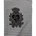 Dolce & Gabbana Black White Houndstooth Wool Crest Jacket Sweater featuring intricate crest emblem on luxury jacquard fabric.