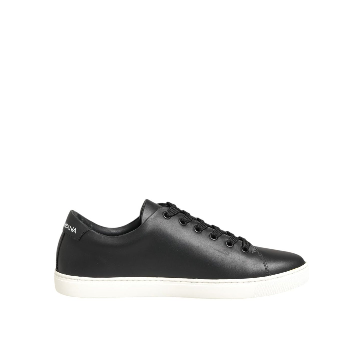 Dolce & Gabbana Black White Leather Crystal Heart Sneakers Shoes