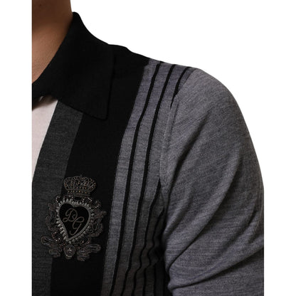 Dolce & Gabbana Black White Polka Dot Collared Polo T-shirt