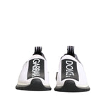Back view of Dolce & Gabbana Black White Slip On Sorrento Sneakers Shoes displaying logo detail and rubber sole.
