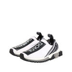 Dolce & Gabbana Black White Slip On Sorrento Sneakers Shoes with logo detail and rubber sole, made in Italy.