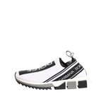Dolce & Gabbana Black White Slip On Sorrento Sneakers Shoes with logo details, black and white color, and rubber sole.