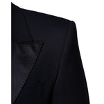 Dolce & Gabbana Black Wool 3 Piece Slim Fit Formal Men Suit detail showing satin lapel