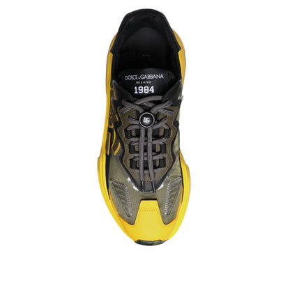 Dolce & Gabbana Black Yellow Daymaster Low Top Sneakers Shoes