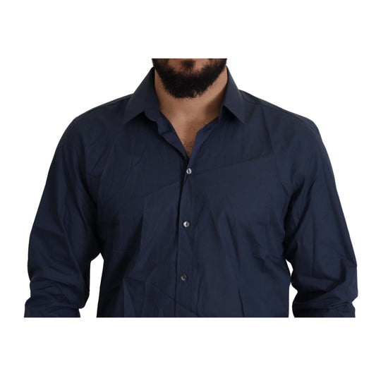 Dolce & Gabbana Blue Cotton MARTINI Slim Fit Dress Shirt