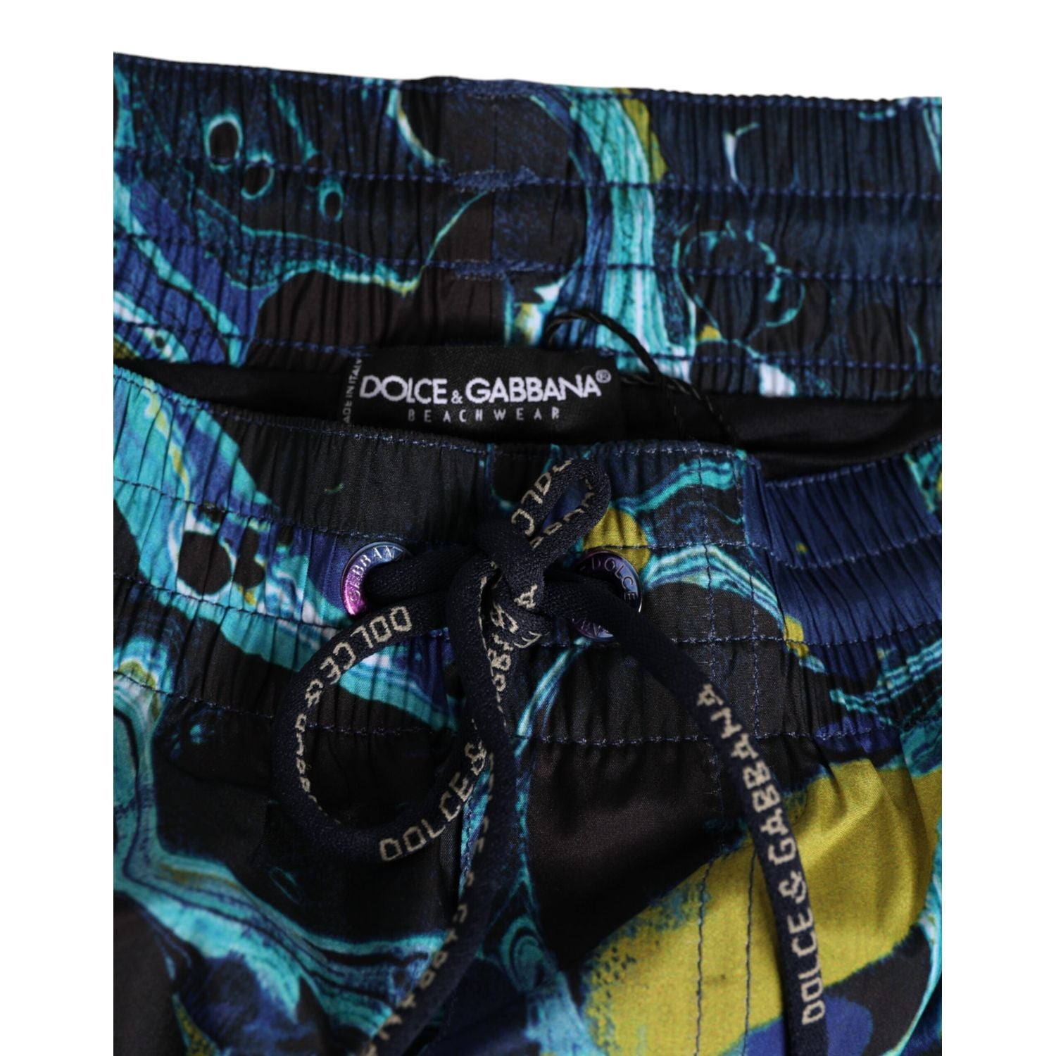 Dolce & Gabbana Blue Marble Print Logo Men Boxer Short Swimwear