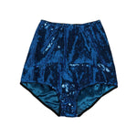 Dolce & Gabbana Blue Sequin Embellished High Waist Girdle Underwear with leopard print and silky fabric.