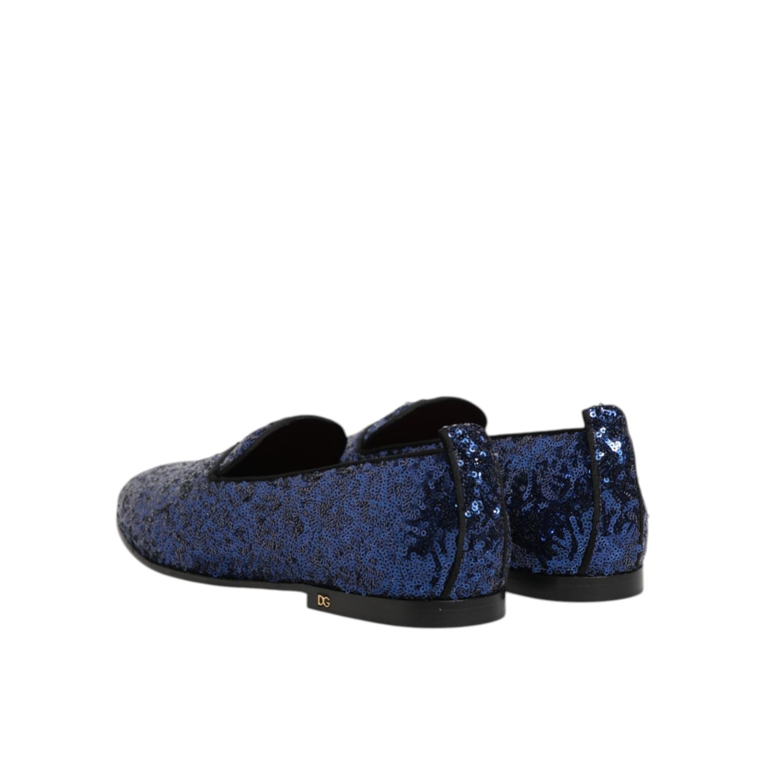 Dolce & Gabbana Blue Sequined Loafers Slippers Men Dress Shoes