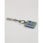 Dolce & Gabbana Blue Yellow DG Rubber Logo Silver Men Keychain Keyring on white background, showing stylish design.