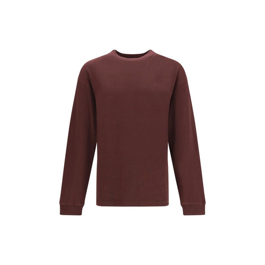 Dolce & Gabbana Bordeaux Cotton Sweatshirt, long-sleeve crew neck, ribbed detailing, elegant compact knit, AW25 collection.