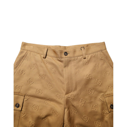 Dolce & Gabbana Brown Cotton Stretch Logo CargoBermuda Shorts