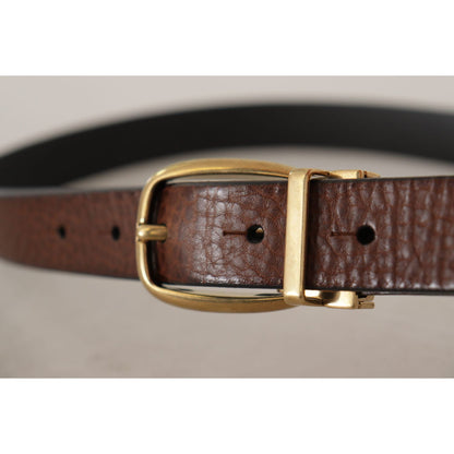 Dolce & Gabbana Brown Leather Classic Vintage Metal Buckle Belt