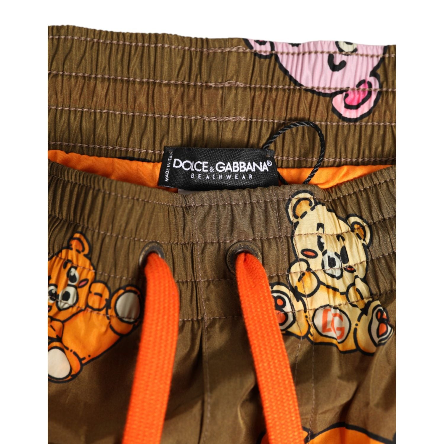 Dolce & Gabbana Brown Multicolor Teddy Bear Men Shorts Swimwear