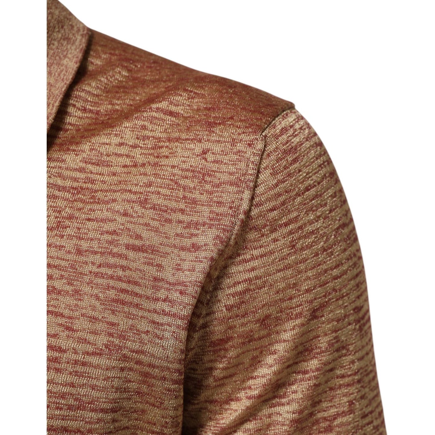 Close-up of Dolce & Gabbana Brown Silk Textured Short Sleeve Polo T-shirt showcasing soft sheen and tonal texture.
