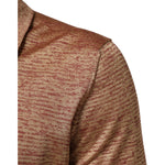 Close-up of Dolce & Gabbana Brown Silk Textured Short Sleeve Polo T-shirt showcasing soft sheen and tonal texture.