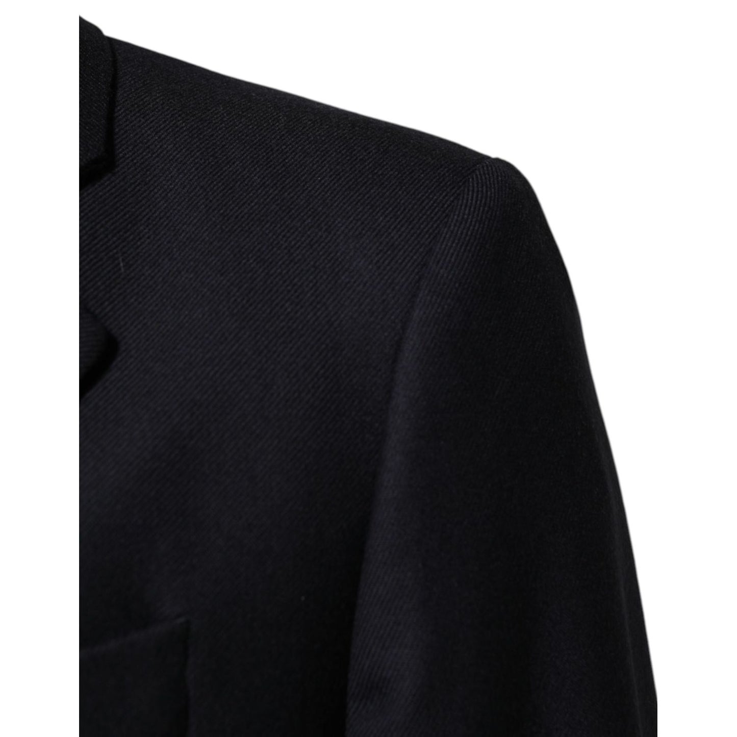 Dolce & Gabbana Dark Blue Wool Men Jacket Coat Blazer Suit featuring notch lapel detail