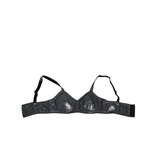 Dolce & Gabbana Dark Gray Silk Stretch Balconcino Bra Underwear