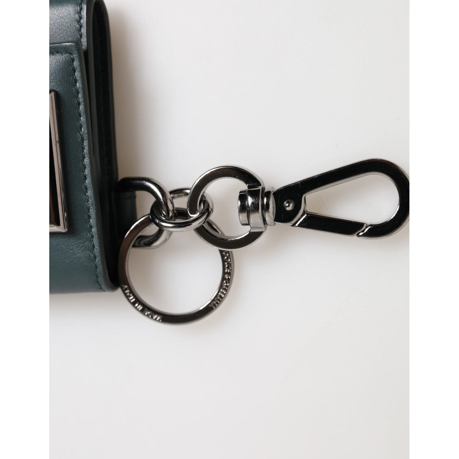 Dolce & Gabbana Dark Green Leather DG Logo Coin Purse Bag Charm Wallet