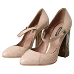 Dolce & Gabbana Beige Leather Mary Janes Embellished Shoes LA10915-39