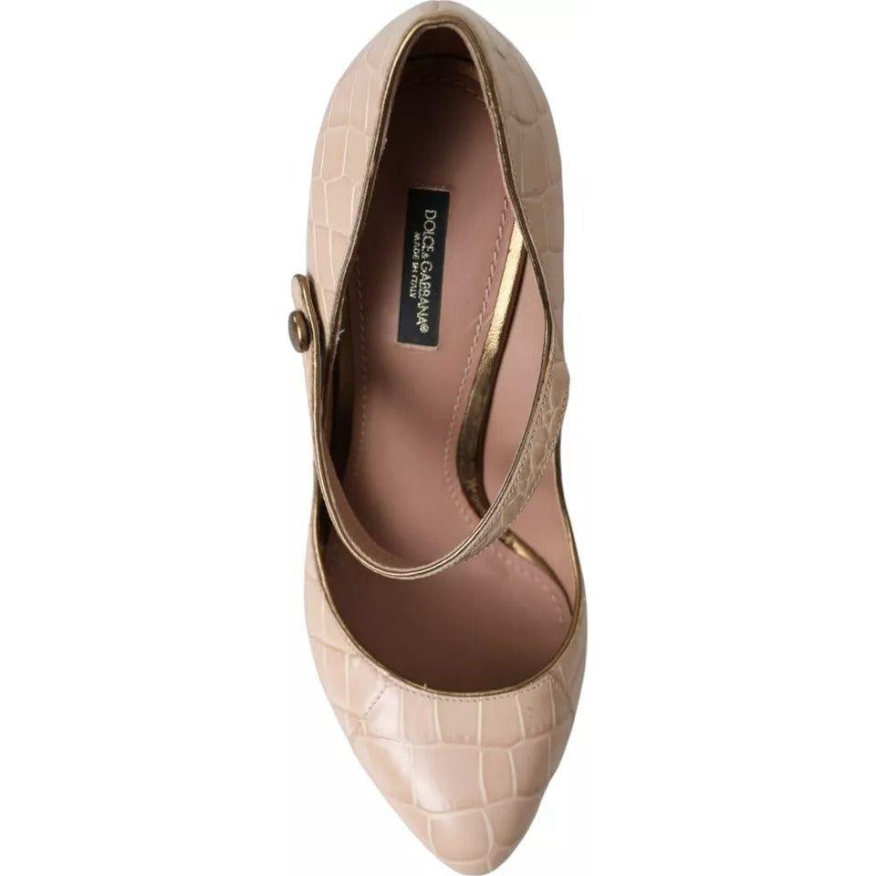Dolce & Gabbana Beige Leather Mary Janes Embellished Shoes LA10915-39