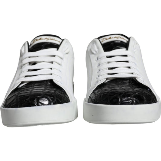 Dolce & Gabbana Black Leather Logo Portofino Sneaker Shoes MV6156-39