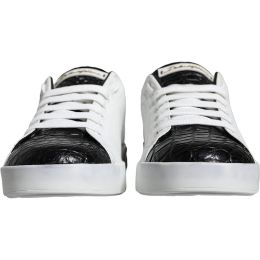 Dolce & Gabbana Black Leather Logo Portofino Sneaker Shoes MV6170-40