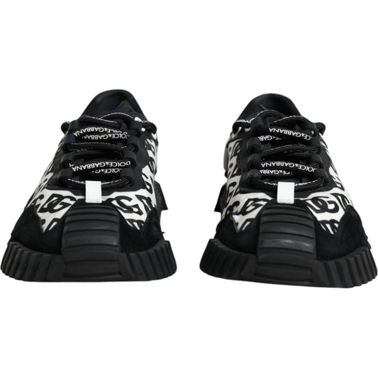 Dolce & Gabbana Black Logo Lace Up Low Top NS1 Sneakers Shoes LA11871-42