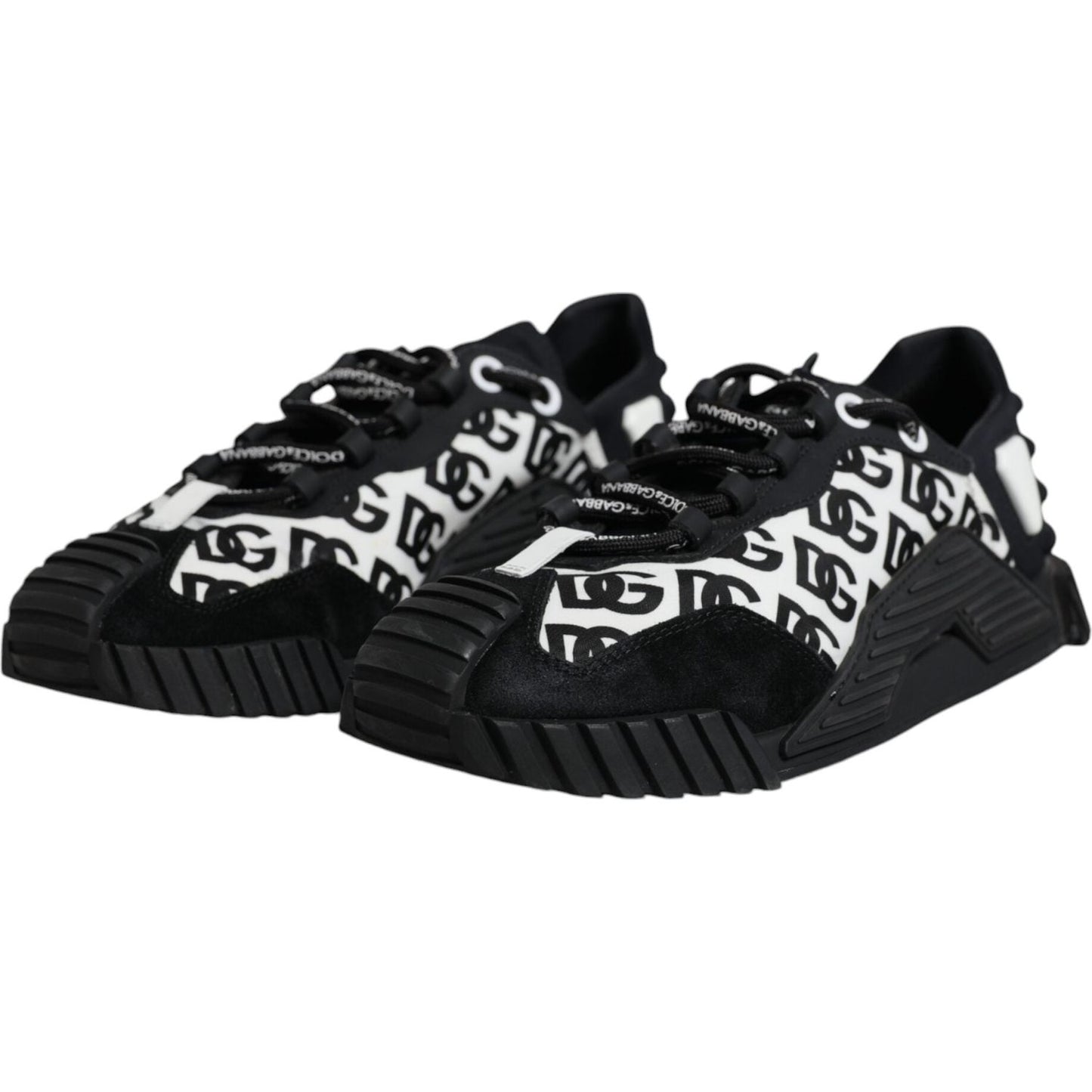 Dolce & Gabbana Black Logo Lace Up Low Top NS1 Sneakers Shoes LA11871-42