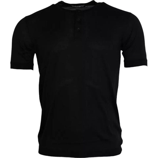 Dolce & Gabbana Black Silk Round Neck Short Sleeve T-shirt TSH86457-46