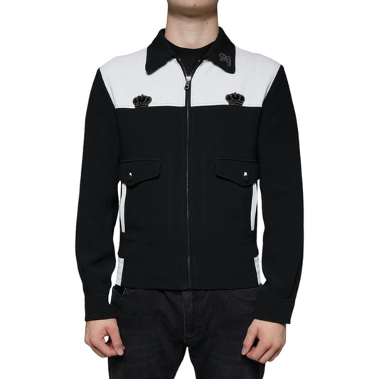 Dolce & Gabbana Black White DG Crown Full Zip Blouson Jacket JKT4084-46