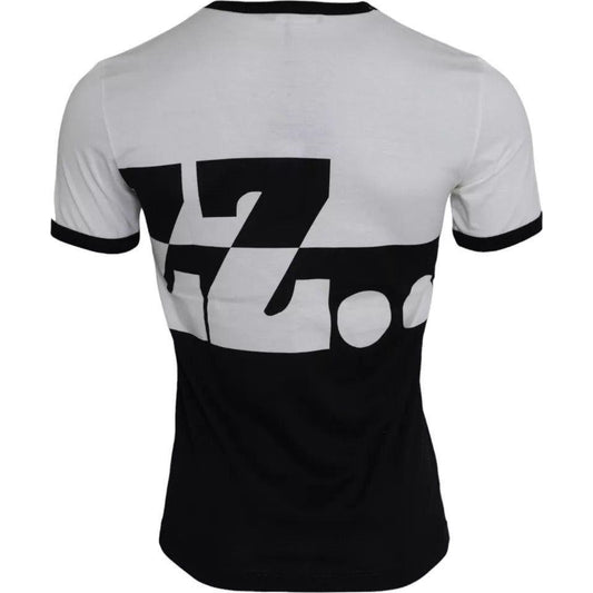 Dolce & Gabbana Black White Jazz Print Cotton Short Sleeves T-shirt TSH86444-44
