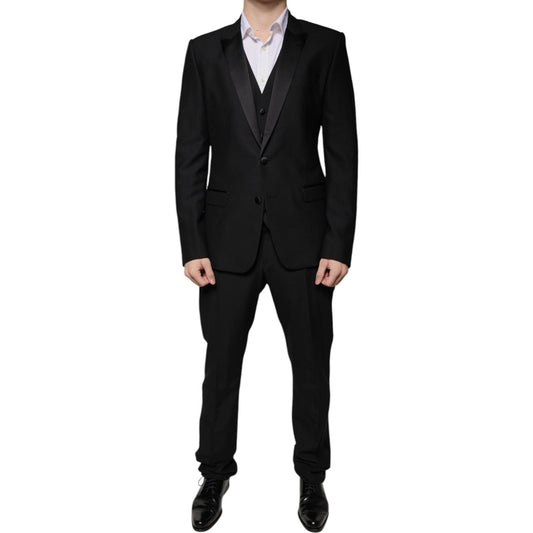 Dolce & Gabbana Black Wool 3 Piece Slim Fit Formal Suit KOS2262-50