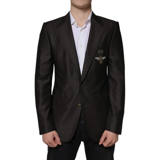 Dolce & Gabbana Blazer Brown Green Bee Wool Jacket Coat KOS2257-48