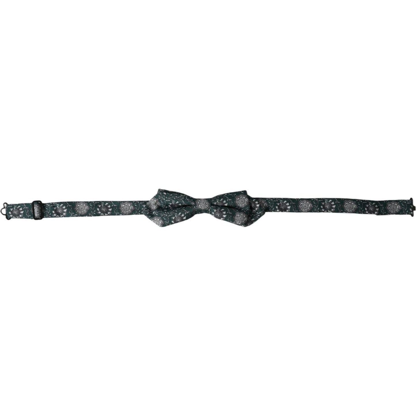 Dolce & Gabbana Green Silk Floral Adjustable Neck Men Bow Tie FT3939